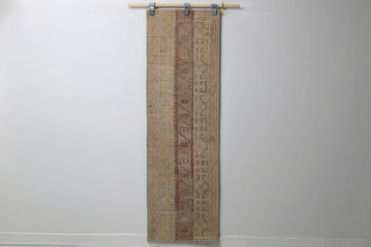 Vintage Patchwork Runner Rug, Handmade Anatolian Wool, Boho Hallway, Rustic Kitchen (1'8" x 5'8")