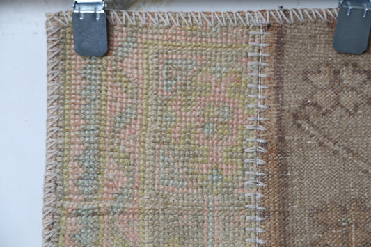 Vintage Patchwork Runner Rug, Handmade Anatolian Wool, Boho Hallway, Rustic Kitchen (1'8" x 5'8")