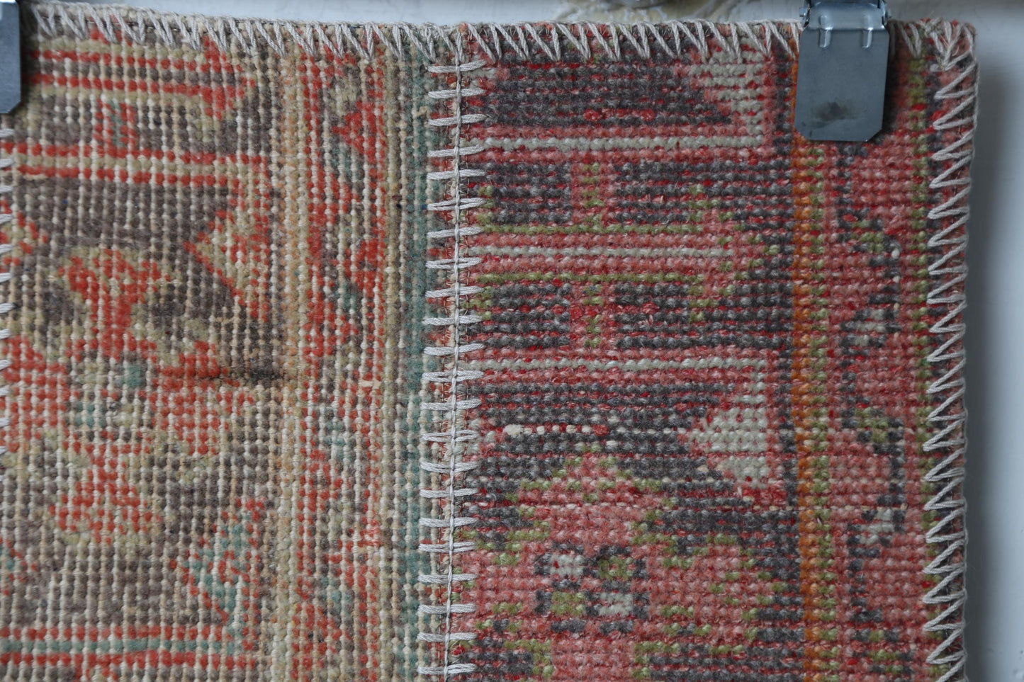 Vintage Turkish Patchwork Runner Rug, Handmade Anatolian Wool, Rustic Boho Hallway Kitchen