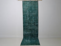 Vintage Turkish Wool Cotton Runner Rug, Green (2x9) - photo 1 of 10