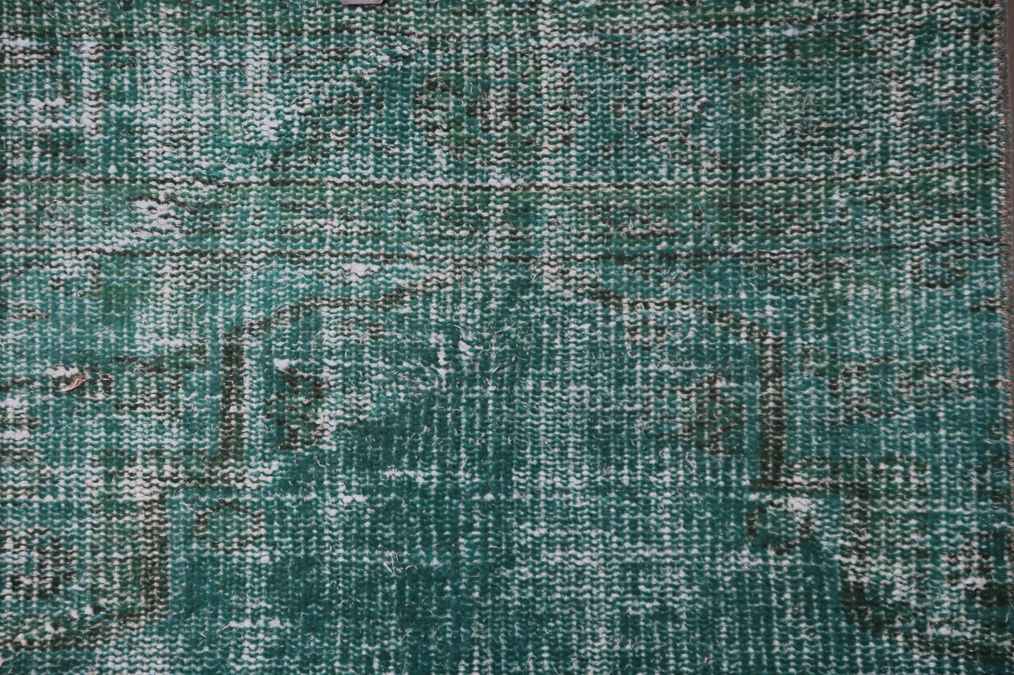 2'4 x 8'7 Vintage Turkish Runner Rug, Green Distressed Wool Cotton Hallway Rug