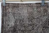 Vintage Turkish Wool Cotton Rug, Black Brown Floral (3x7) - photo 3 of 10