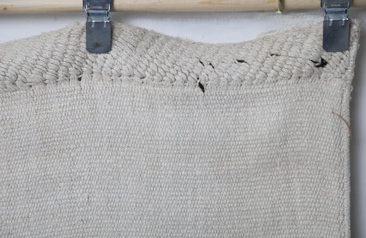 2'2 x 6'4 Vintage Turkish Hemp Runner Rug, White Beige Minimal Natural Hallway Rug