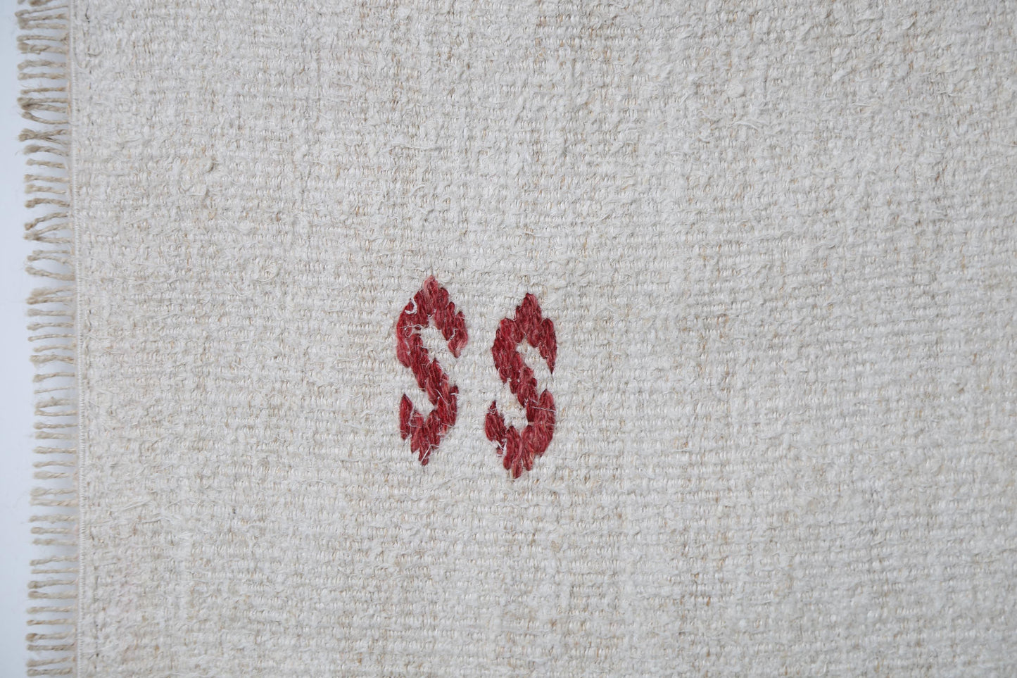 2'4 x 5'11 Vintage Turkish Hemp Runner Rug, Beige Red Black Striped Tribal Hallway Rug