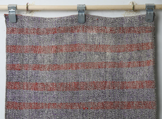 Vintage Turkish Flatweave Runner Rug, Handmade Anatolian Wool Cotton, Neutral Boho Hallway