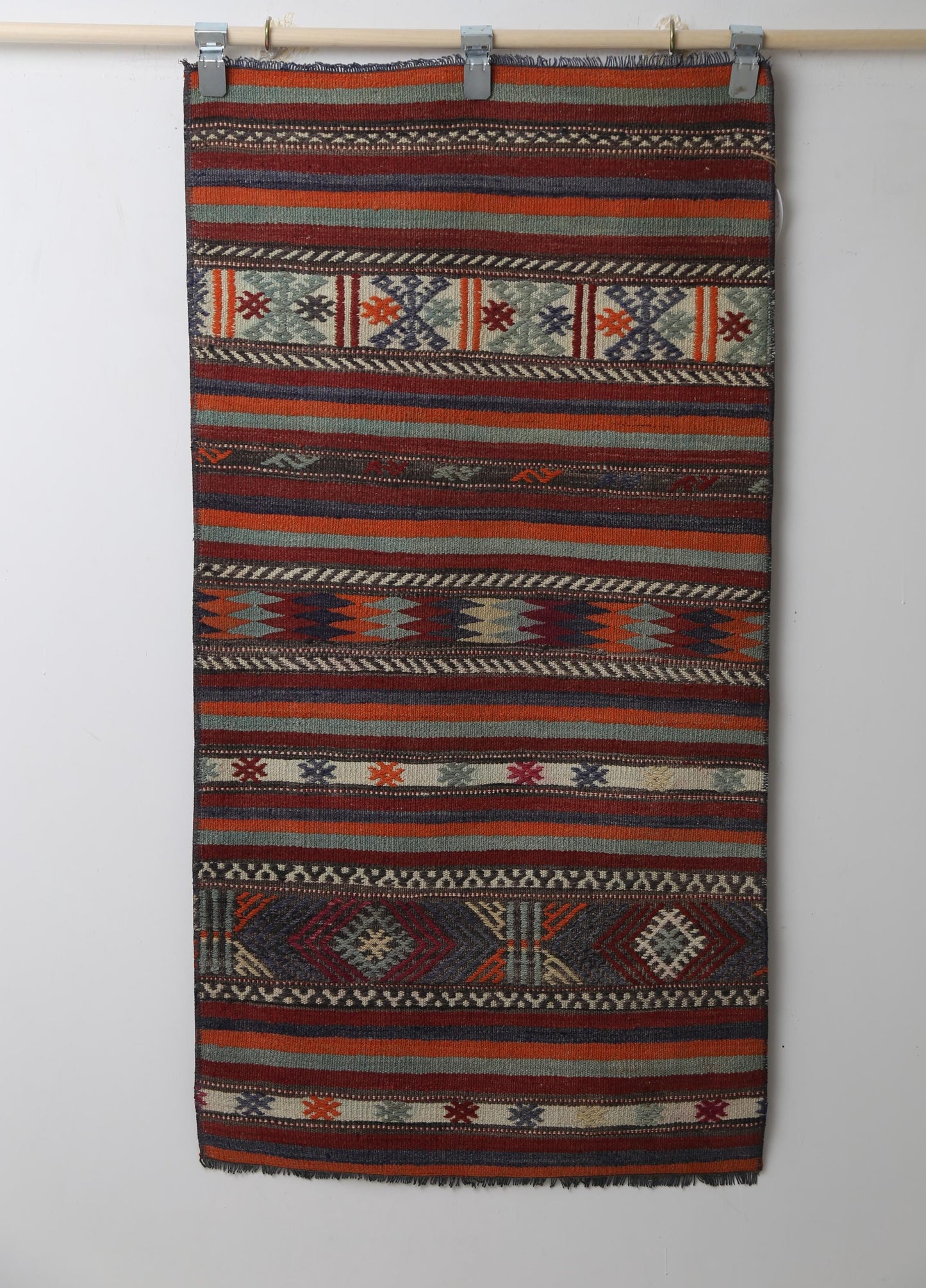 Vintage Turkish Kilim Rug, Handmade Wool Tribal Runner (2'4" x 4'8")
