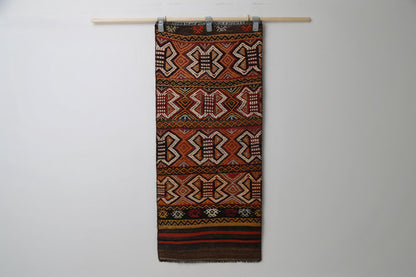 Vintage Turkish Kilim Rug, Handmade Wool Tribal Runner (2'0" x 4'7")
