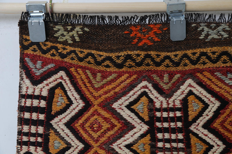 Vintage Turkish Kilim Rug, Handmade Wool Tribal Runner (2'0" x 4'7")