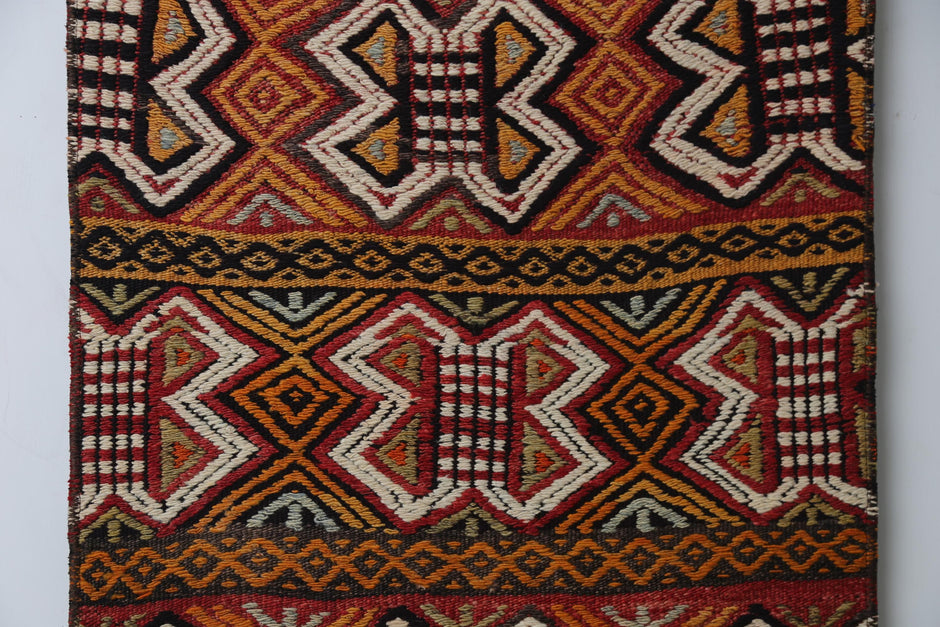 Vintage Turkish Kilim Rug, Handmade Wool Tribal Runner (2'0" x 4'7")