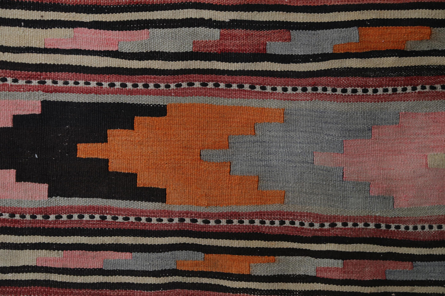 Vintage Turkish Kilim Rug, Handmade Wool Tribal Boho Area Rug