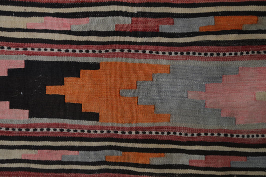 Vintage Turkish Kilim Rug, Handmade Wool Tribal Boho Area Rug