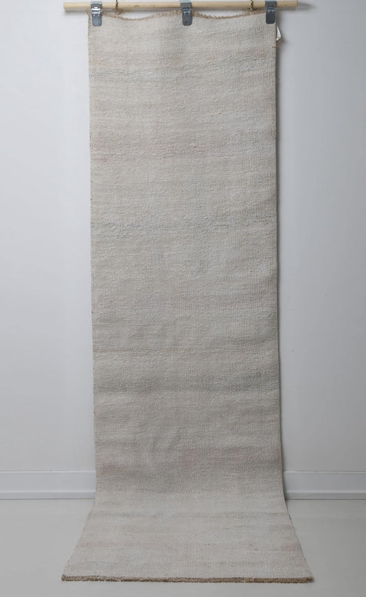 2'2 x 7'11 Vintage Turkish Hemp Runner Rug, Beige Minimal Neutral Long Hallway Rug