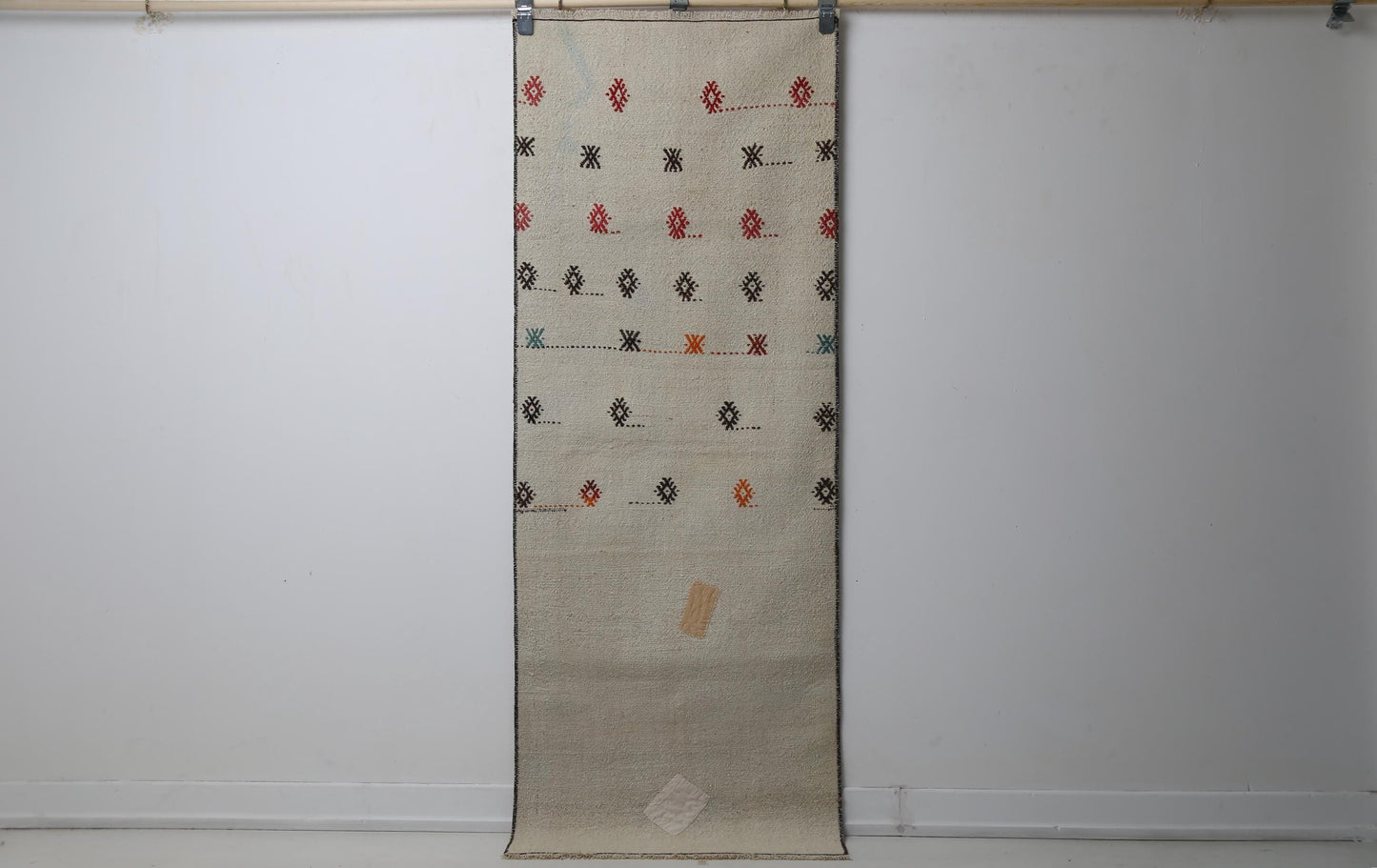 2'3 x 6'1 Vintage Turkish Kilim Runner Rug, Beige Minimal Tribal Wool Hallway Rug