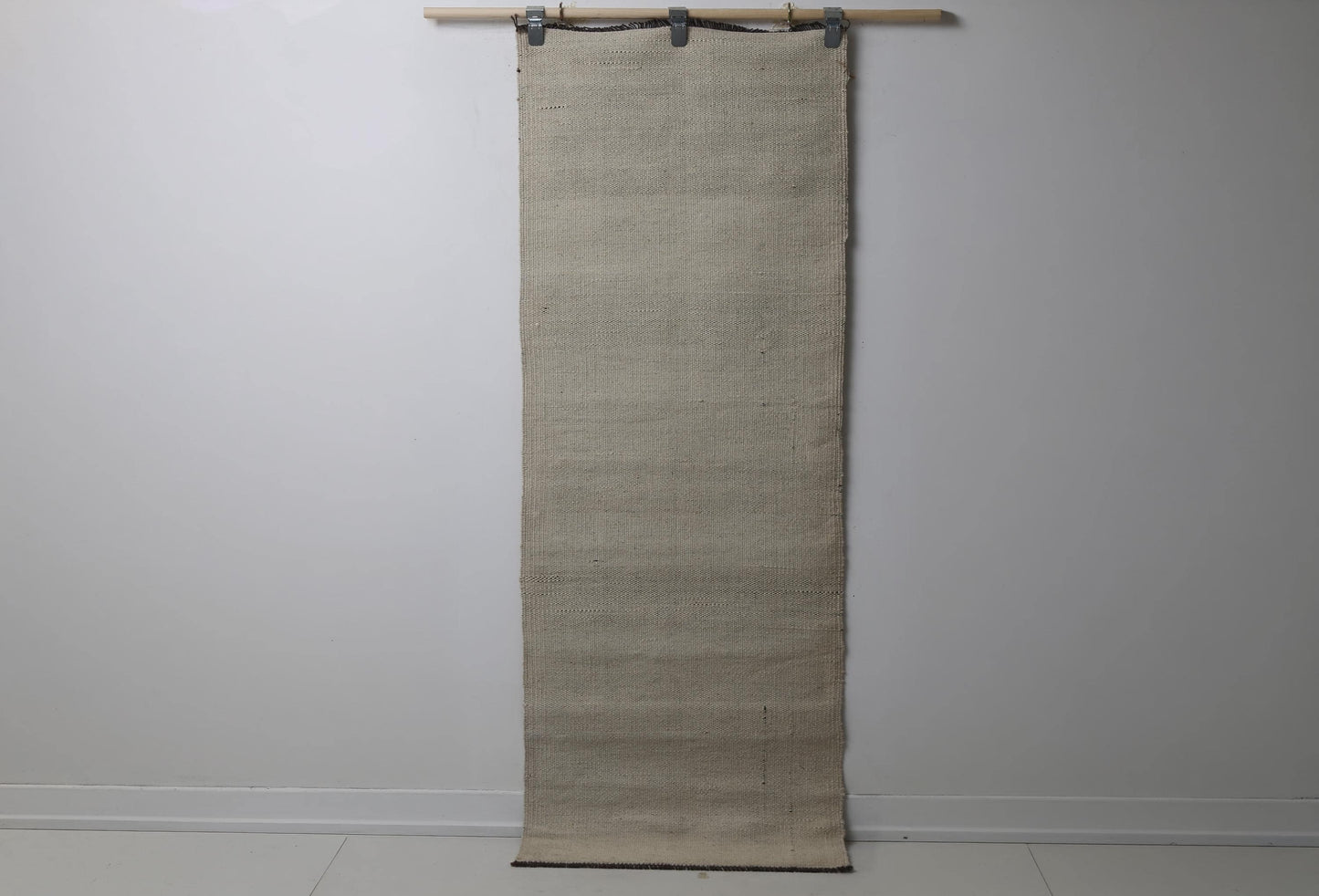 Vintage Turkish Kilim Runner Rug, Handmade Wool Beige Flatweave Hallway Rug