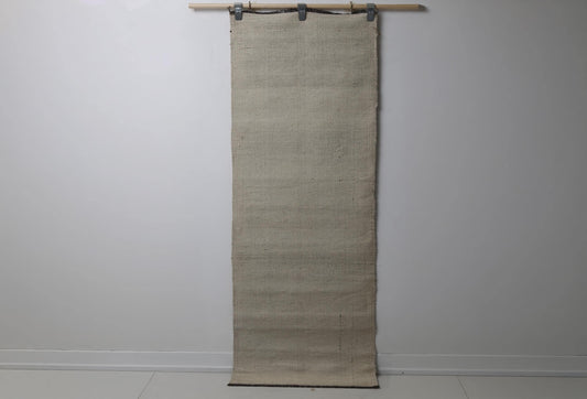 Vintage Turkish Kilim Runner Rug, Handmade Wool Beige Flatweave Hallway Rug