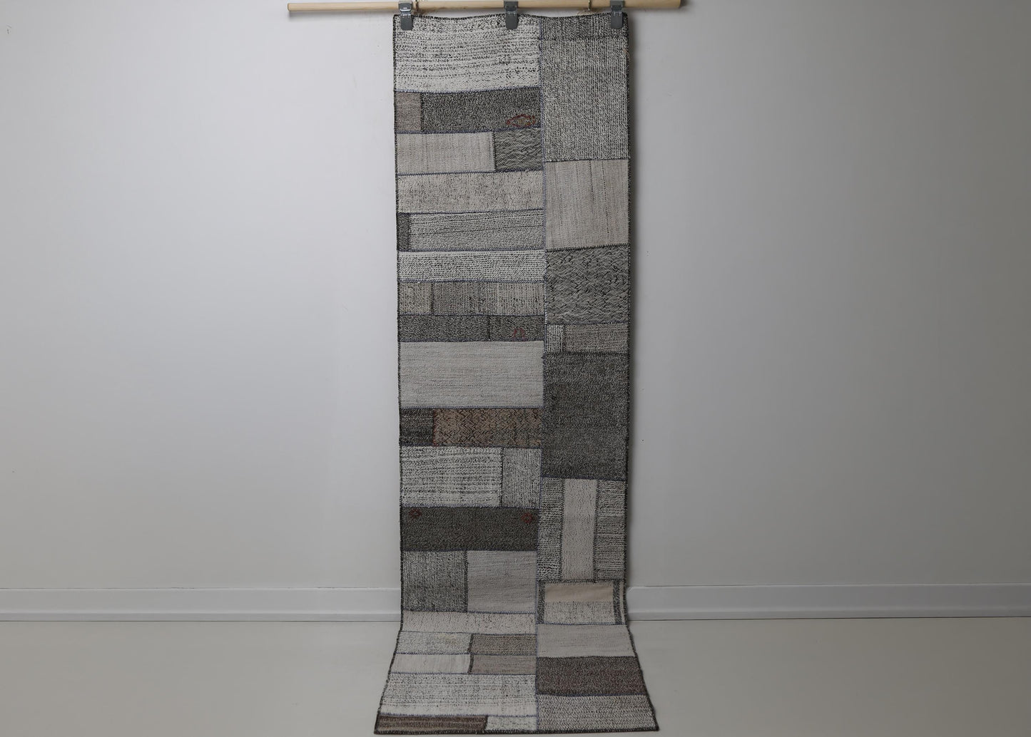 Vintage Patchwork Kilim Runner Rug, Handmade Wool Cotton Hallway Carpet