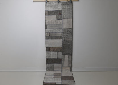Vintage Patchwork Kilim Runner Rug, multicolor panel full view