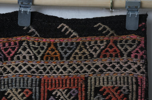 Vintage Turkish Kilim Runner Rug, Handmade Wool Oriental Pattern Hallway Runner