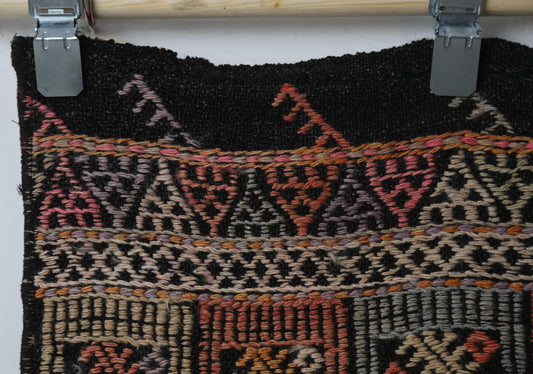 Vintage Turkish Kilim Runner Rug, Handmade Wool Oriental Pattern Hallway Runner