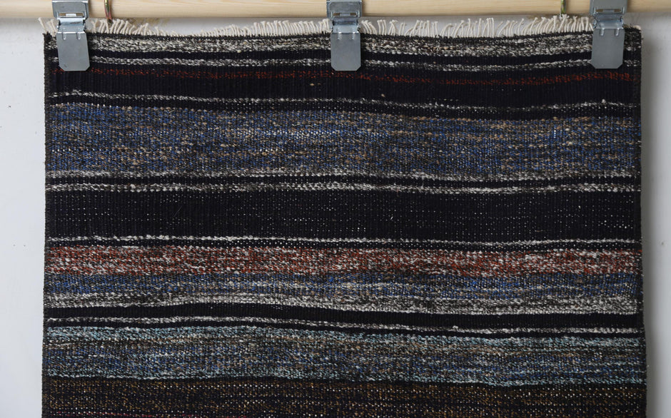 Reverse side, weaving structure detail, kilim runner