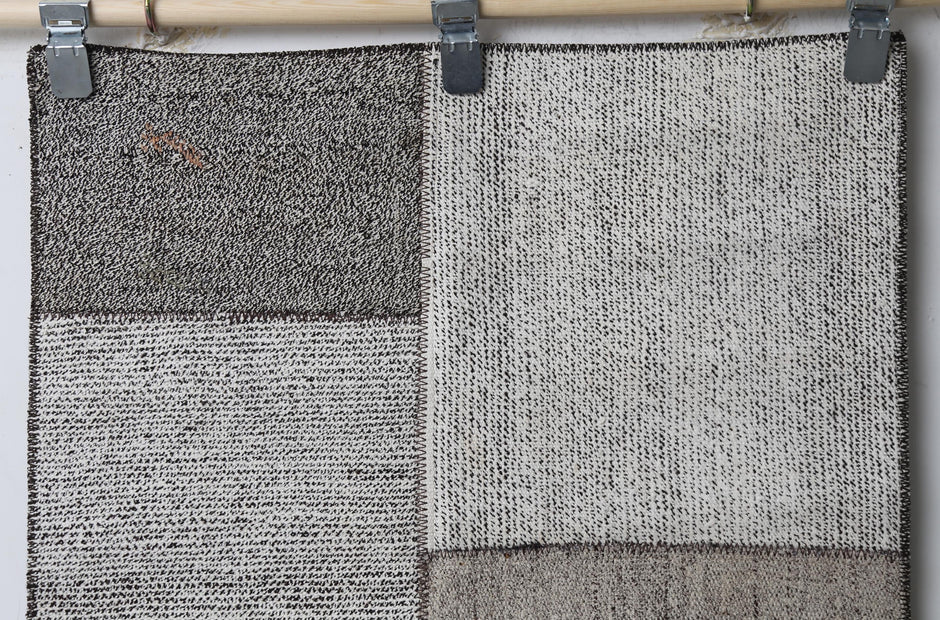 Wool material texture detail, patchwork kilim rug