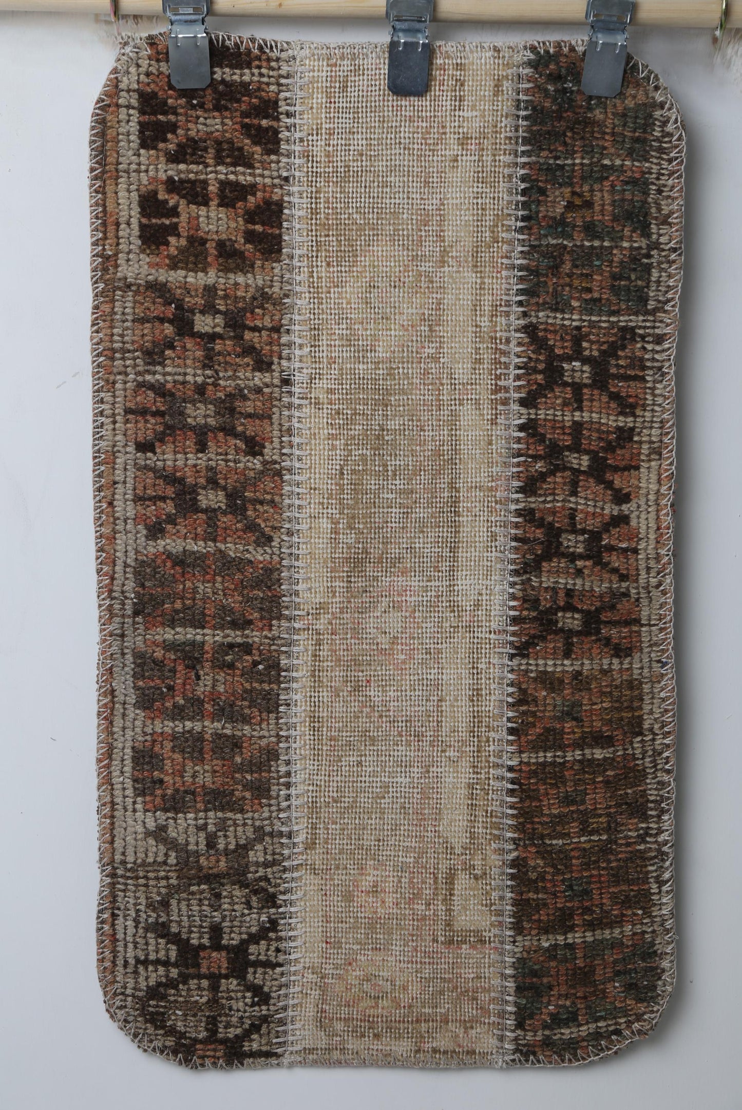 Vintage Turkish Patchwork Rug, Handmade Cotton Wool Doormat (1'6" x 2'9")