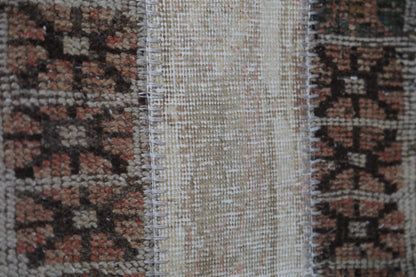 Bottom back view, wool cotton weave, patchwork doormat