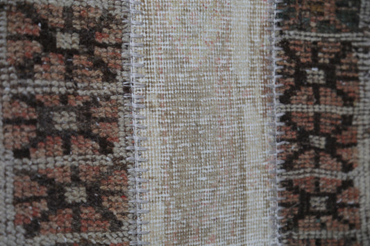 Vintage Turkish Patchwork Rug, Handmade Cotton Wool Doormat (1'6" x 2'9")
