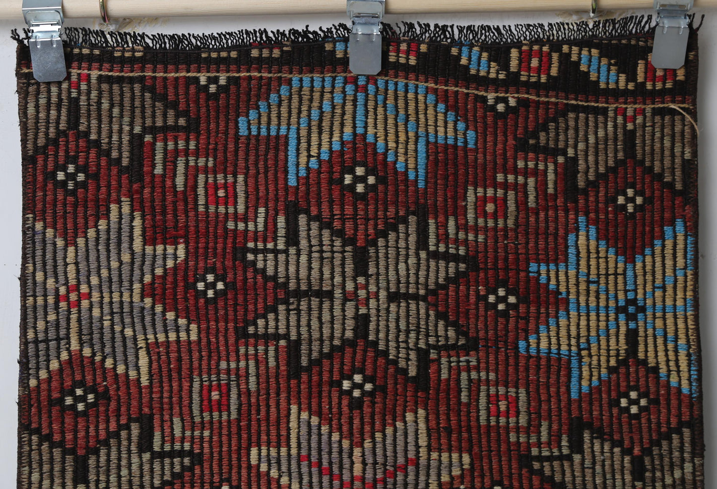 Vintage Turkish Kilim Doormat Rug, Handmade Wool Floral Red Brown Black (2'2" x 4'4")