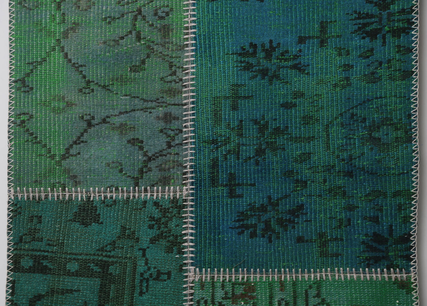 2'5 x 7'8 Vintage Turkish Patchwork Runner Rug, Green Hallway Wool Rug