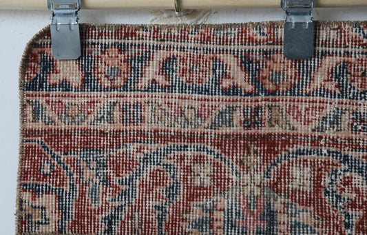 1'9 x 3'6 Vintage Turkish Patchwork Rug, Handmade Wool Cotton Multicolor Doormat