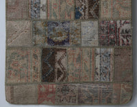 Vintage Turkish Wool Cotton Patchwork Rug, Beige Brown (2x4) - photo 9 of 10