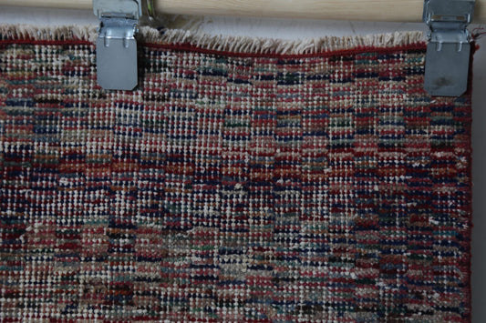 2'9 x 4'10 Vintage Turkish Rug, Handmade Wool Cotton Multicolor Minimal Distressed Doormat