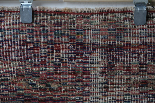 2'9 x 4'10 Vintage Turkish Rug, Handmade Wool Cotton Multicolor Minimal Distressed Doormat