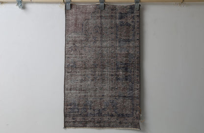 Vintage Turkish Doormat Rug, red brown tribal front view
