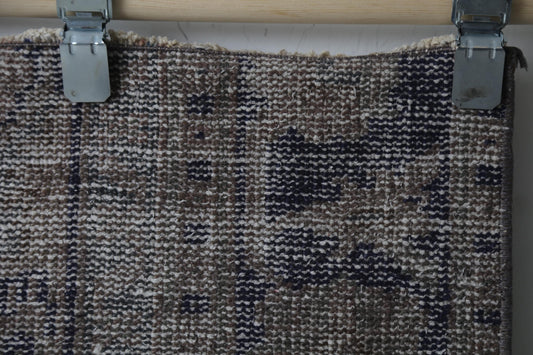 Vintage Turkish Doormat Rug, Handmade Wool Cotton, Distressed Minimal Entry Rug