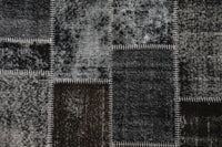 Vintage Turkish Wool Cotton Patchwork Rug, Black Brown (4x6, 3'11" x 6'1") - photo 3 of 10