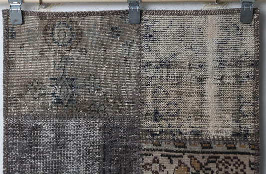 2'3 x 7'7 Vintage Turkish Patchwork Runner Rug, Handmade Wool Cotton Multicolor Hallway Rug