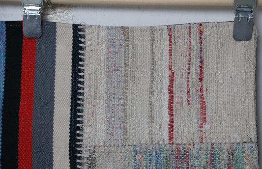 3'11 x 5'8 Vintage Turkish Kilim Patchwork Rug, Beige Multicolor Wool Cotton Area Rug