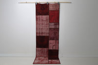 Vintage Turkish Wool Cotton Patchwork Runner Rug, Red (2x8) - photo 1 of 10