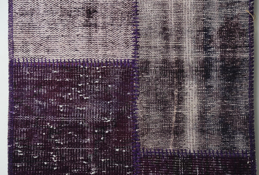 2'3 x 8'4 Vintage Turkish Patchwork Runner Rug, Handmade Wool Cotton Purple Hallway Rug