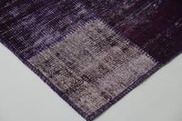 Vintage Turkish Wool Cotton Patchwork Runner Rug, Purple (2x8) - photo 8 of 10