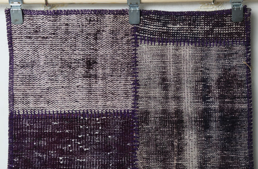 2'3 x 8'4 Vintage Turkish Patchwork Runner Rug, Handmade Wool Cotton Purple Hallway Rug