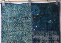 Vintage Turkish Wool Cotton Patchwork Runner Rug, Blue (2x7) - photo 4 of 10