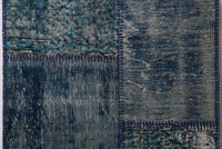 Vintage Turkish Wool Cotton Patchwork Runner Rug, Blue (2x7) - photo 6 of 10