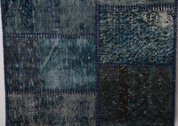 Vintage Turkish Wool Cotton Patchwork Runner Rug, Blue (2x7) - photo 7 of 10