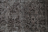 Vintage Turkish Wool Cotton Rug, Black Brown Floral (3x7) - photo 6 of 10