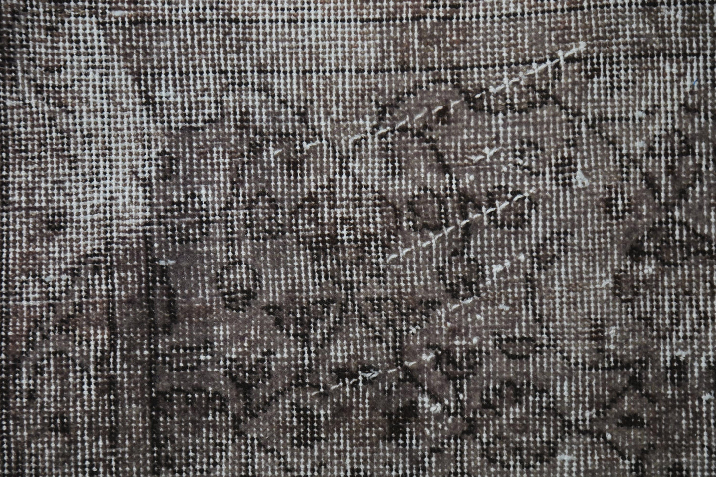 3'3 x 6'9 Vintage Turkish Rug, Brown Black Distressed Floral Wool Cotton Area Rug