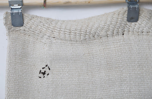 2'2 x 6'4 Vintage Turkish Hemp Runner Rug, White Beige Minimal Natural Hallway Rug