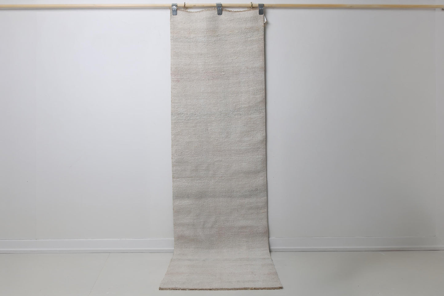 2'2 x 7'11 Vintage Turkish Hemp Runner Rug, Beige Minimal Neutral Long Hallway Rug